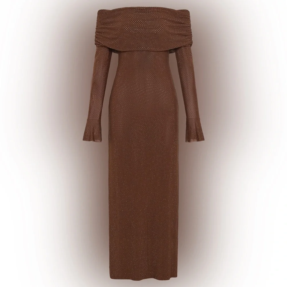 NWT Meshki Marcel Off Shoulder Diamante Maxi Dress - Picture 6 of 6